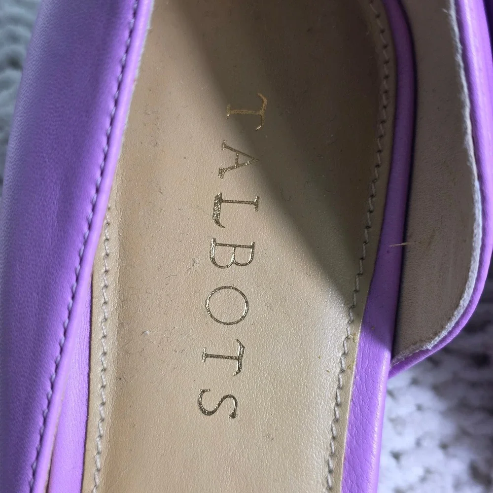 Talbots Wedge Pumps Magenta Purple Leather Knot Detail‎ D'Orsay Women 8M NEW